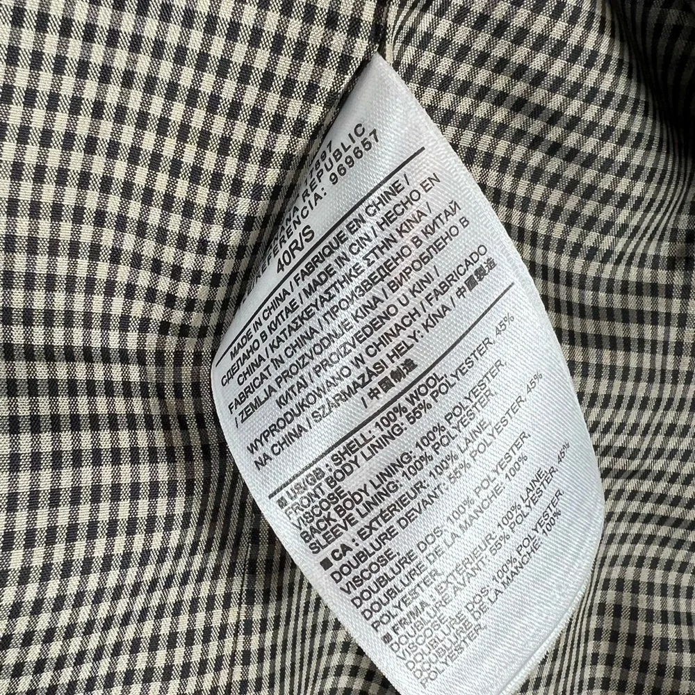 NWOT Banana Republic Slim 40R Gray Plaid 100% Wool Sports Coat Blazer C17